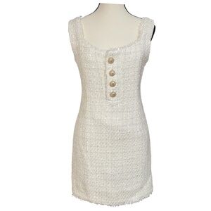 Woman's‎ Generation Love Cream & Sparkly Sequin Gold Tweed Mini Dress XS
